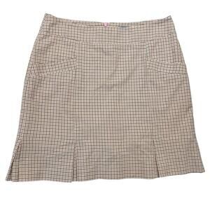 Lizzie Driver Pleated Golf Skort Skirt Tan Pink Plaid with Pockets Size 6